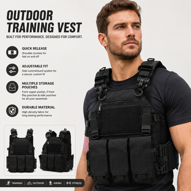 Outdoor Hunting Magazines - Gilet Tattico in Poliestere con Tripla